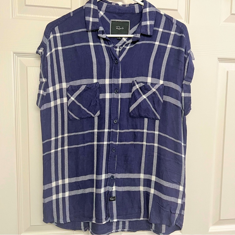 RAILS sleeveless flannel buttondown